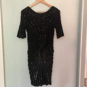 Stunning Vintage Silk Sequinned dress with low back